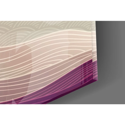 Sleek glass wall art with pastel wave patterns in dreamy purple mint gradient