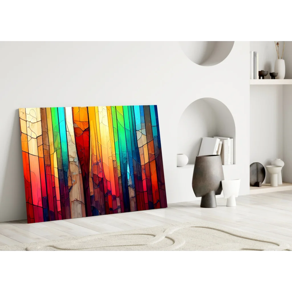 Stunning Rainbow Stained Glass Wall Art Canvas | Modern Wall Art Decor | vintageantiquesgifts.com
