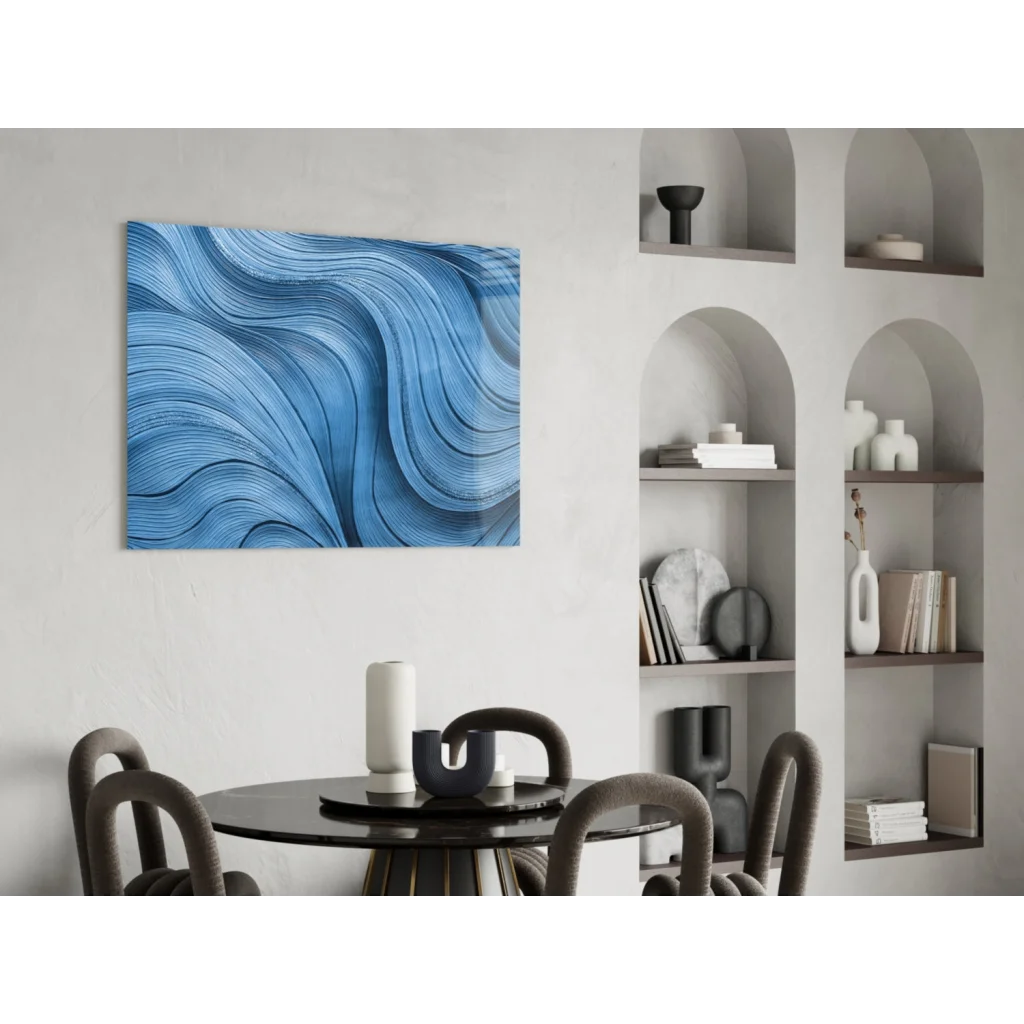 Stunning blue wave abstract canvas wall art for modern spaces