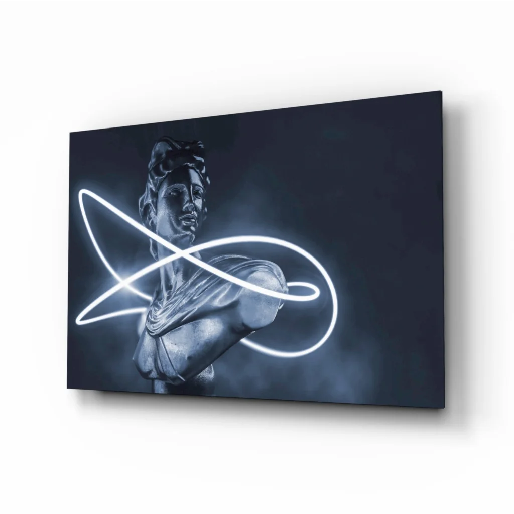 Black neon infinity bust on canvas wall art