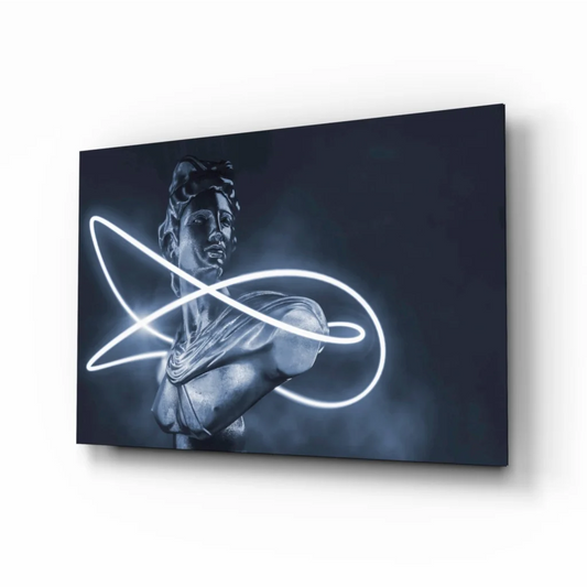 Black neon infinity bust on canvas wall art