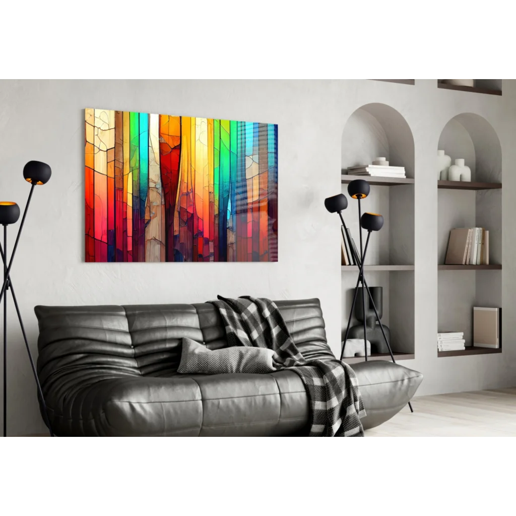 Stunning Rainbow Stained Glass Wall Art Canvas | Contemporary Home Wall Art | vintageantiquesgifts.com