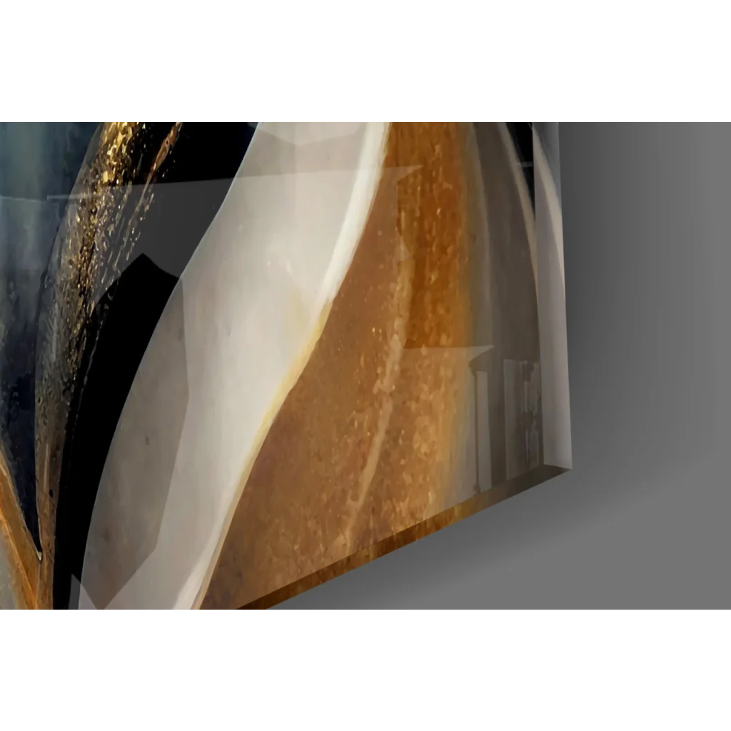 Sleek luxe gold wave abstract wall art with metallic shimmer