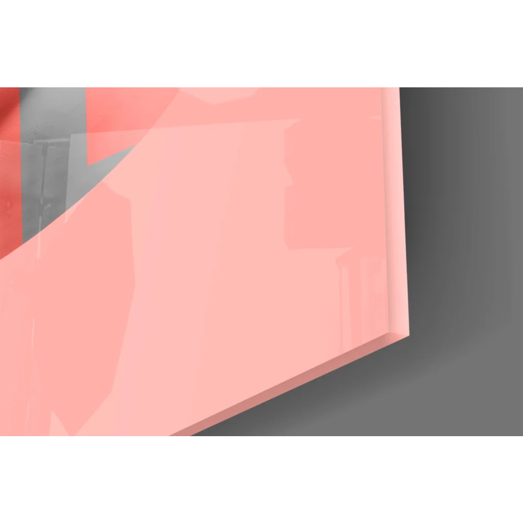 Sleek pink translucent glass wall art panel with geometric marble bust design