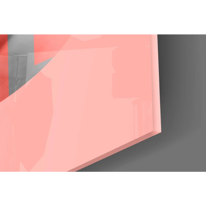 Sleek pink translucent glass wall art panel with geometric marble bust design