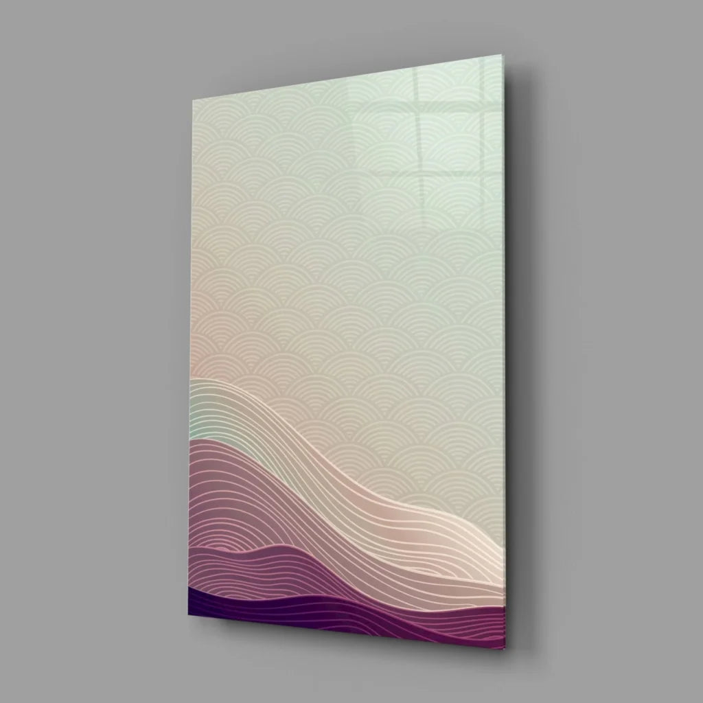 Pastel Wave Glass Wall Art with Dreamy Purple Mint Gradient | Glass Wall Art Print | vintageantiquesgifts.com