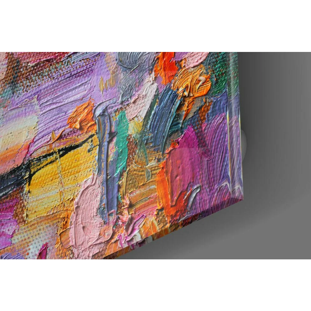 Bold Impasto Abstract Canvas Wall Art in Purple Orange Teal | Modern Wall Art Decor | vintageantiquesgifts.com