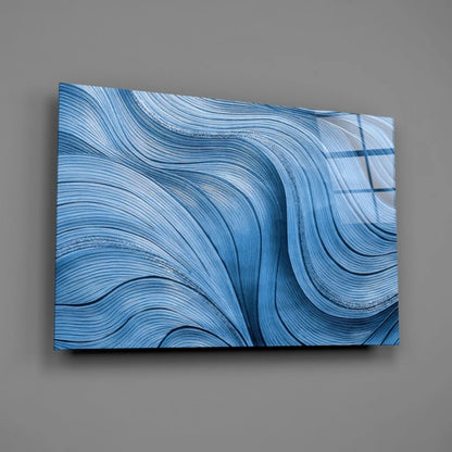 Blue wavy abstract wall art canvas for modern spaces