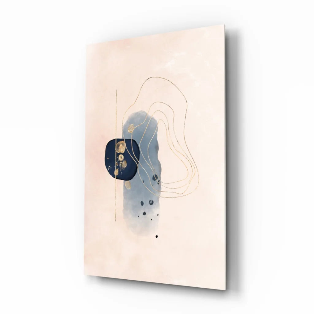 Navy Blue and Gold Abstract Canvas Wall Art with Beige Accents | Insigneart USA | vintageantiquesgifts.com