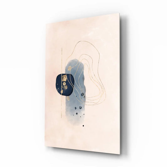 Navy Blue and Gold Abstract Canvas Wall Art with Beige Accents | Insigneart USA | vintageantiquesgifts.com