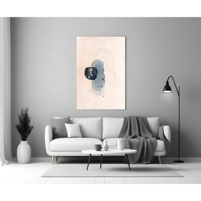 Navy Blue and Gold Abstract Canvas Wall Art with Beige Accents | Modern Wall Art Decor | vintageantiquesgifts.com