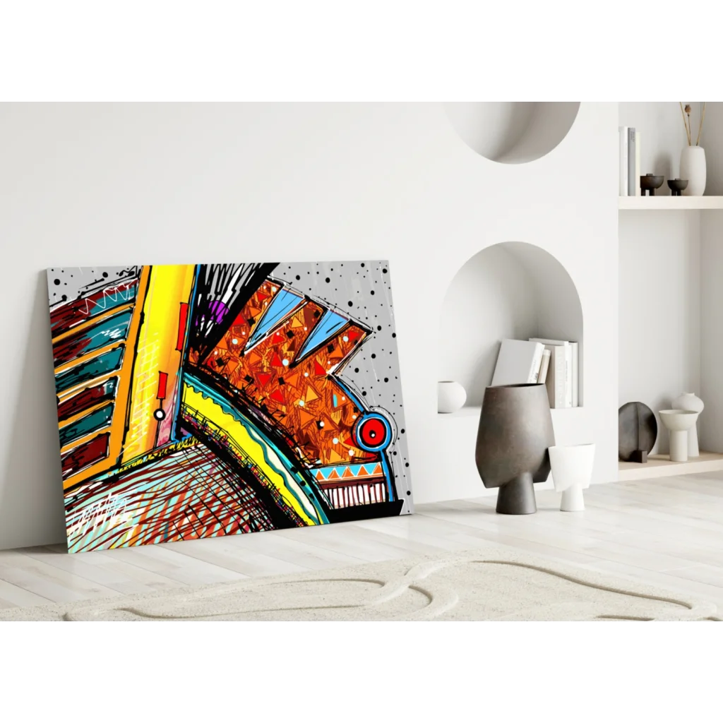 Bold Geometric Abstract Canvas Wall Art with Vibrant Pop Colors | Modern Wall Art Decor | vintageantiquesgifts.com