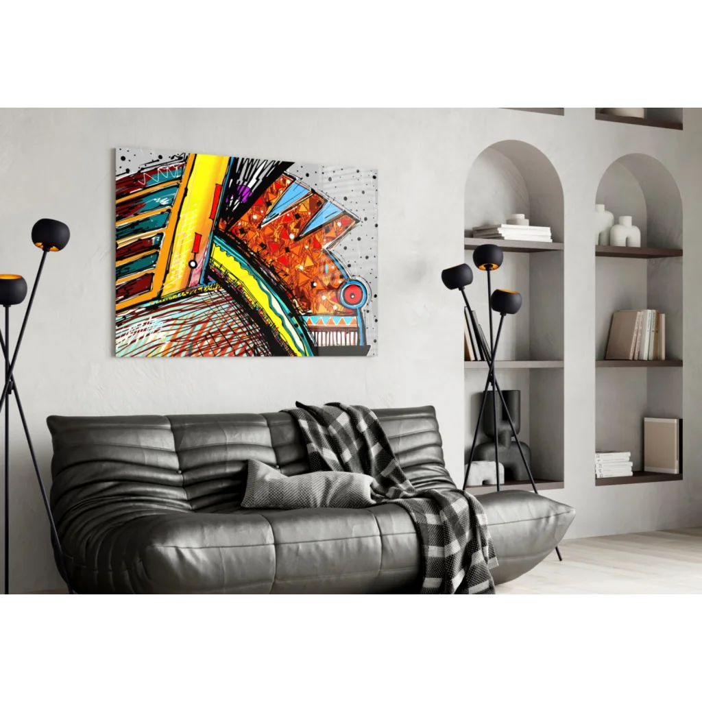 Bold Geometric Abstract Canvas Wall Art with Vibrant Pop Colors | Contemporary Home Wall Art | vintageantiquesgifts.com
