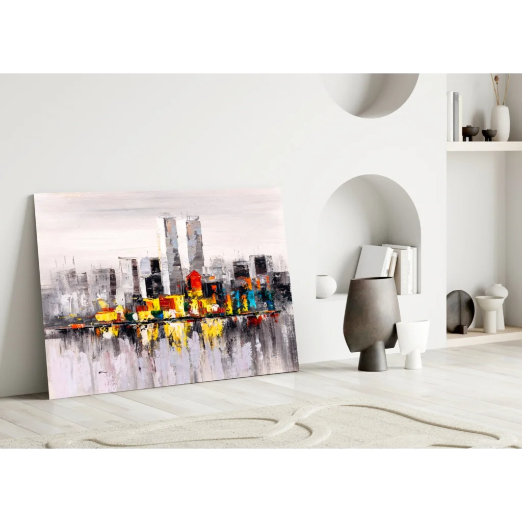 Bold Abstract Cityscape Canvas Wall Art in Vibrant Colors | Modern Wall Art Decor | vintageantiquesgifts.com