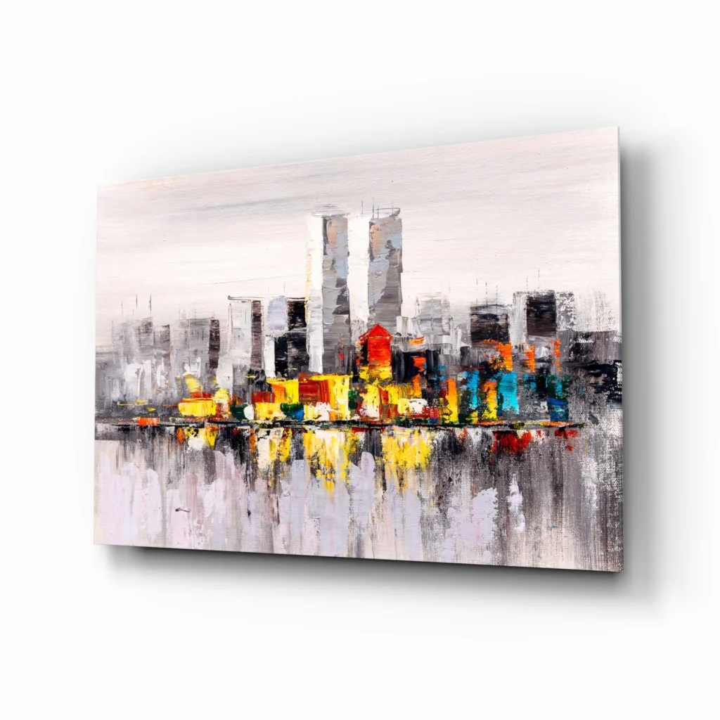 Bold Abstract Cityscape Canvas Wall Art in Vibrant Colors | Insigneart USA | vintageantiquesgifts.com