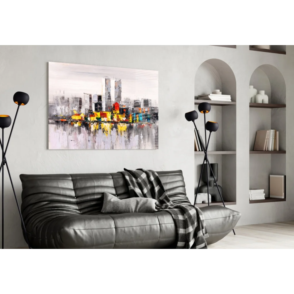 Bold Abstract Cityscape Canvas Wall Art in Vibrant Colors | Contemporary Home Wall Art | vintageantiquesgifts.com