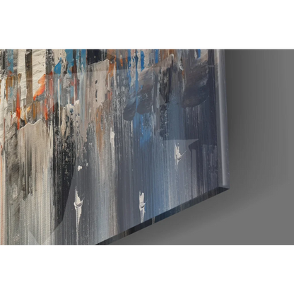 Urban Dreams textured wall art canvas with gray, blue, black, orange accents