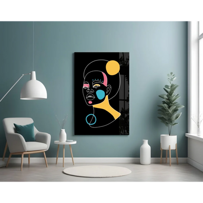 Bold Geometric Face Glass Wall Art in Vibrant Colors | Contemporary Home Wall Art | vintageantiquesgifts.com