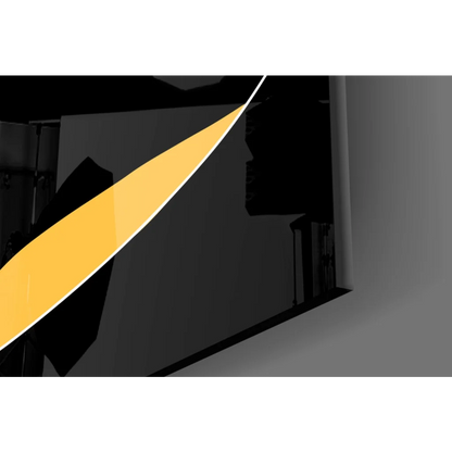 Sleek curved yellow light strip in Neon Portrait glass wall art