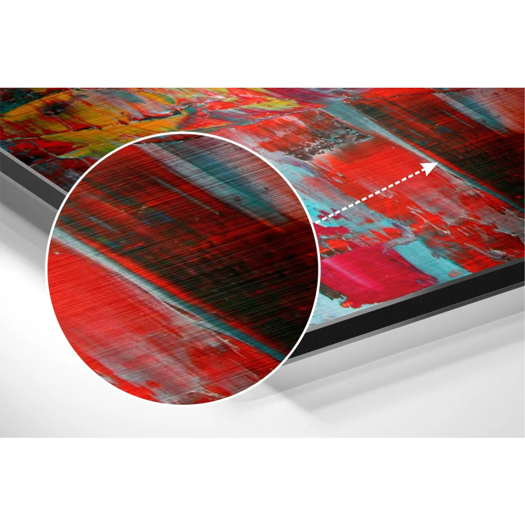 Vibrant abstract art on brushed aluminium dibond print