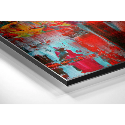 Vibrant abstract art on brushed aluminium dibond print