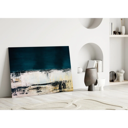 Stunning teal abstract canvas wall art with textured brushstrokes