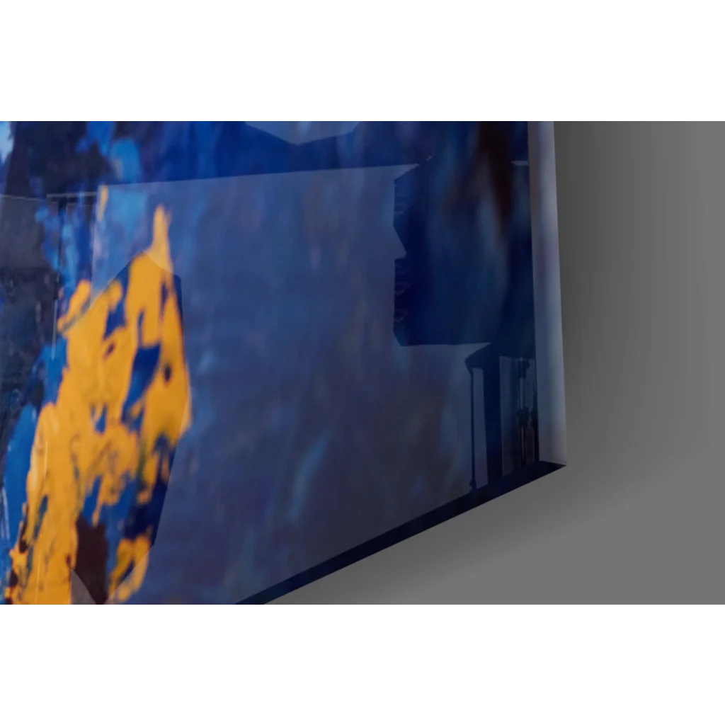 Bold blue and gold abstract canvas wall art painting