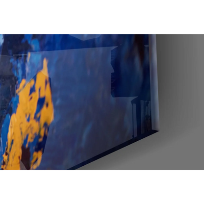 Bold blue and gold abstract canvas wall art painting