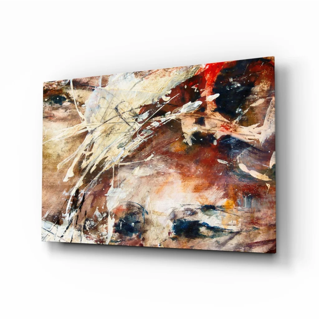 Bold abstract canvas wall art with earthy red and brown strokes