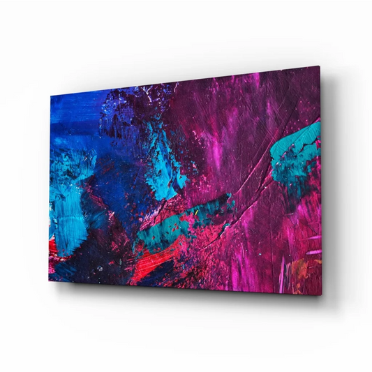Vibrant electric blue magenta abstract canvas wall art