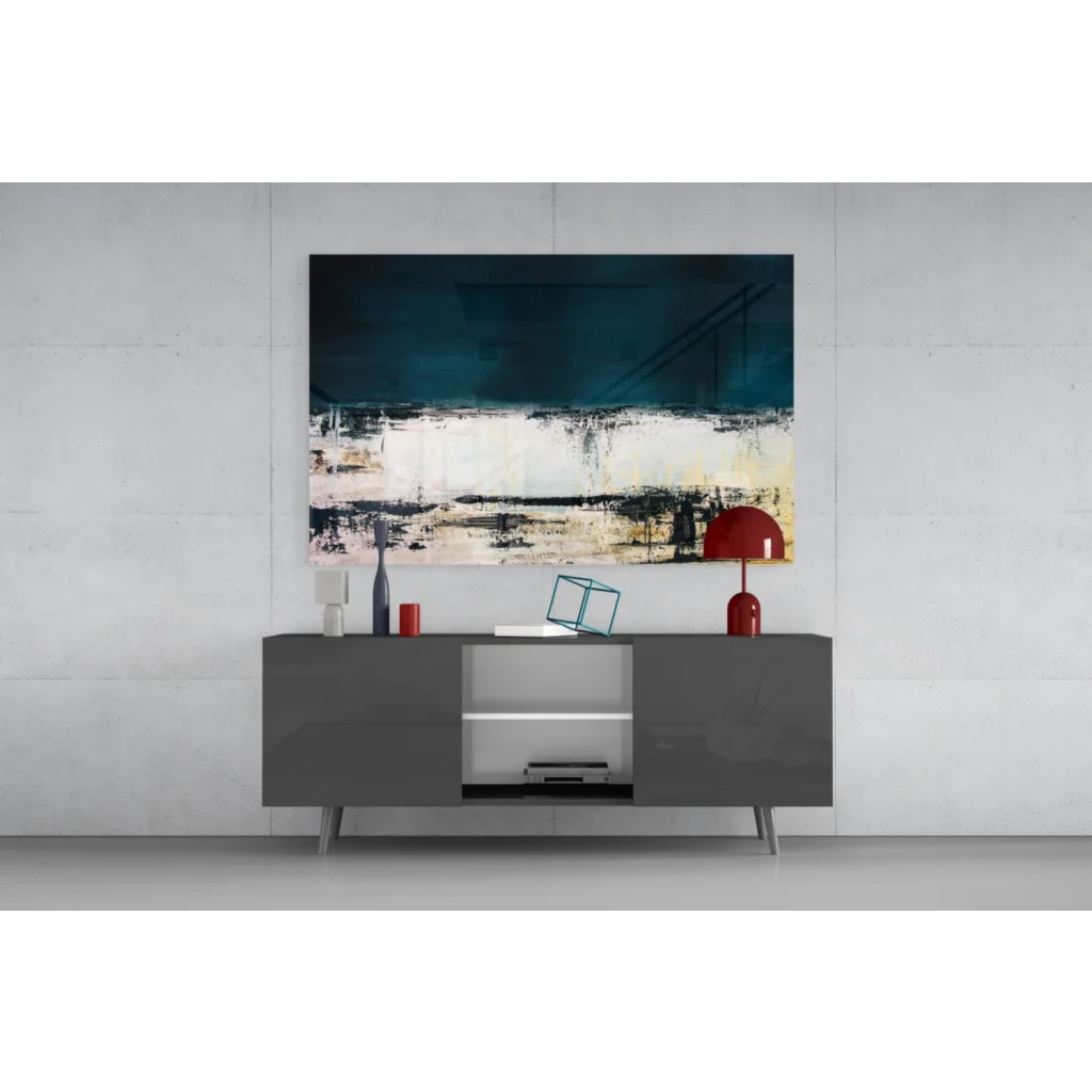 Stunning teal abstract wall art canvas with textured brushstrokes