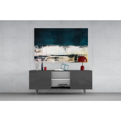 Stunning teal abstract wall art canvas with textured brushstrokes