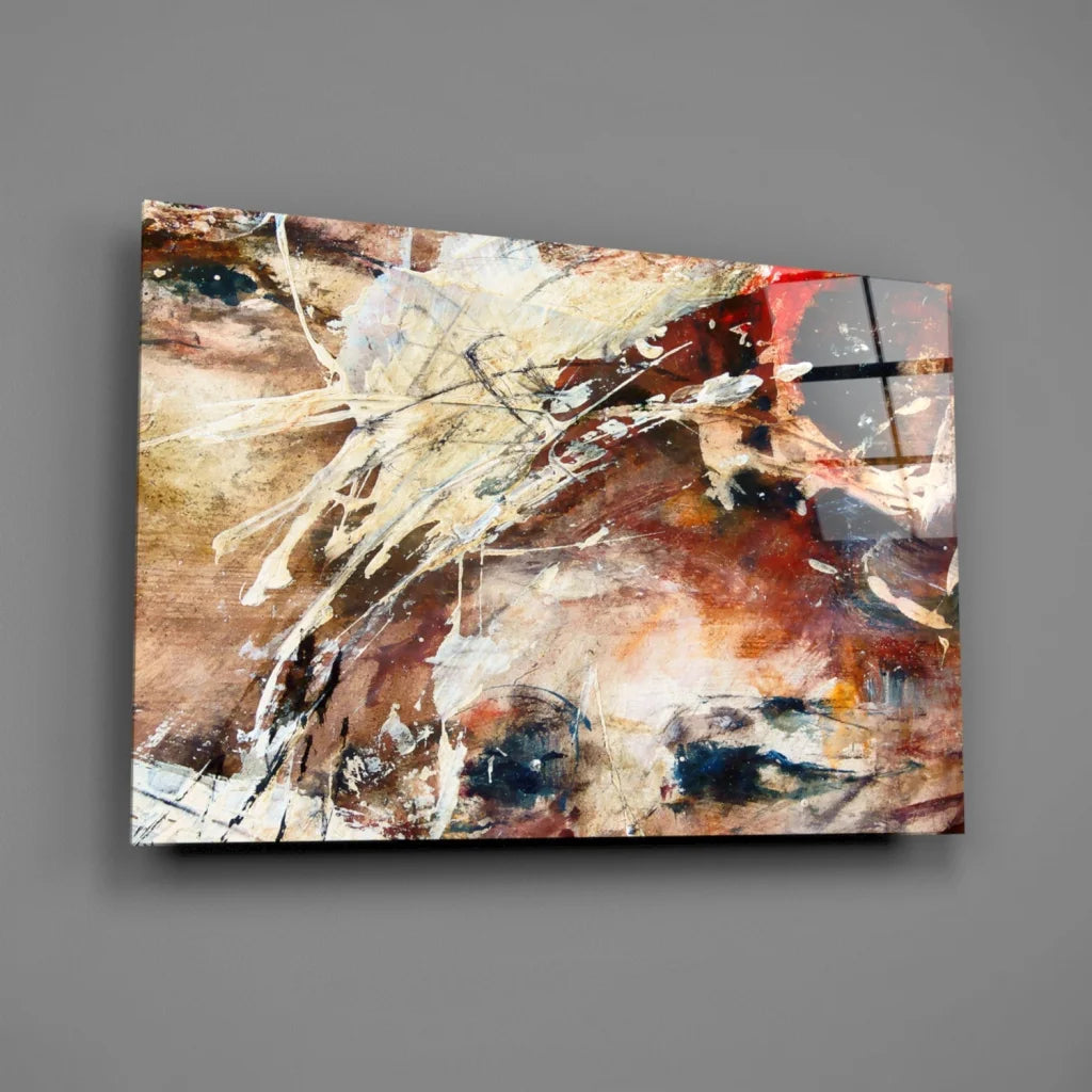 Bold abstract canvas wall art with earthy brown strokes and blues