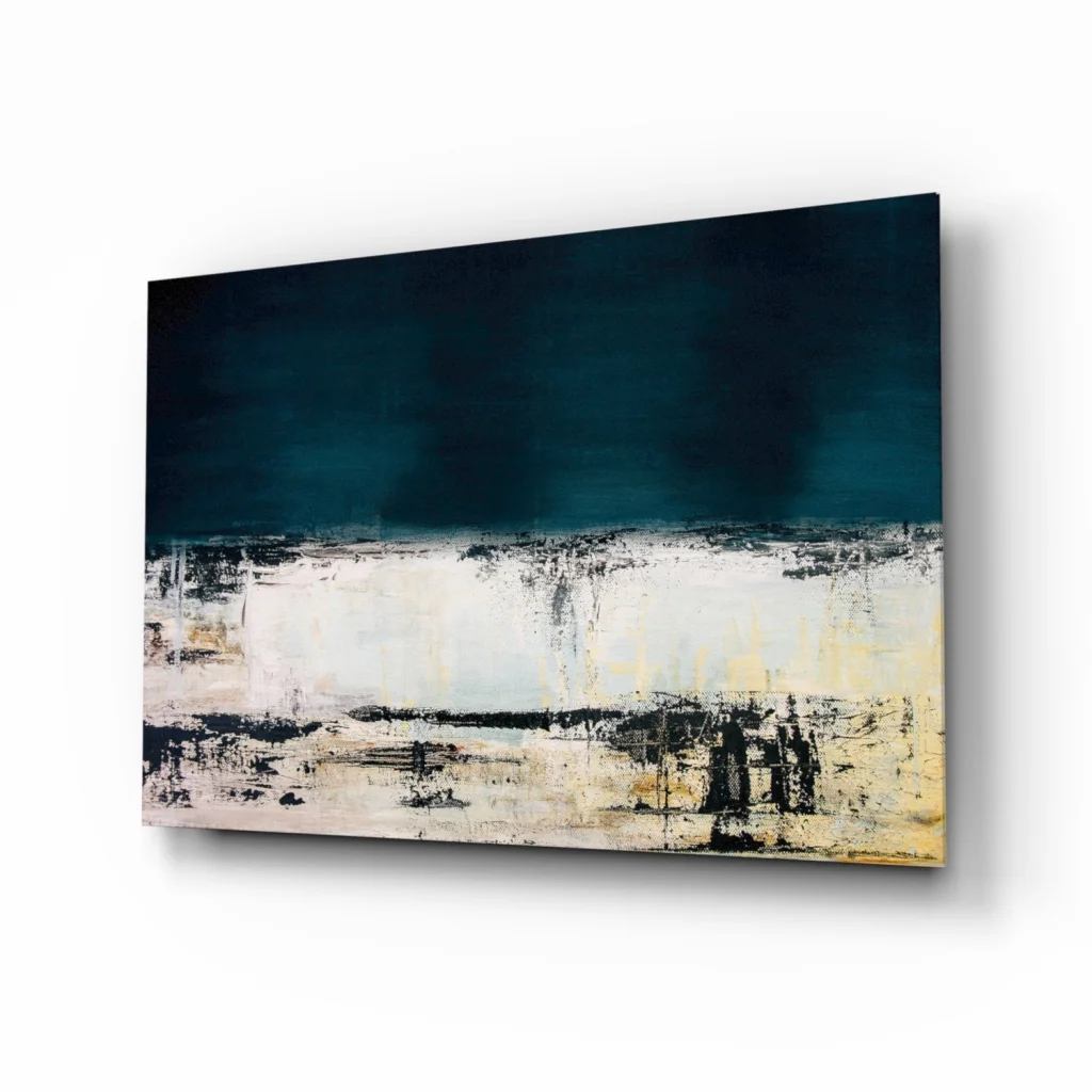 Stunning teal abstract canvas wall art with textured brushstrokes