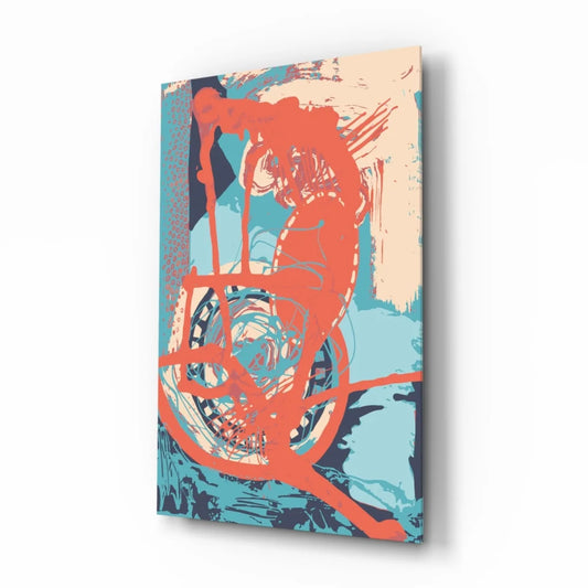Stunning Orange Teal Abstract Glass Wall Art for Modern Homes | Insigneart USA | vintageantiquesgifts.com