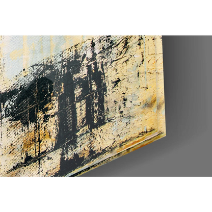 Stunning teal abstract canvas wall art with textured brushstrokes