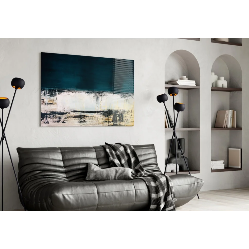 Stunning teal abstract wall art with textured brushstrokes