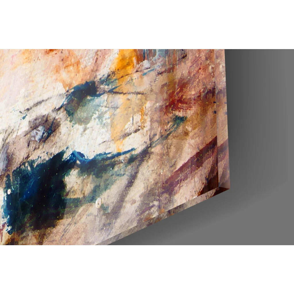 Bold abstract canvas wall art with orange, blue, earthy red, brown strokes