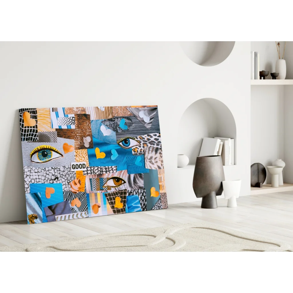 Stunning Patchwork Face Glass Wall Art with Bold Vibrant Eyes | Modern Wall Art Decor | vintageantiquesgifts.com