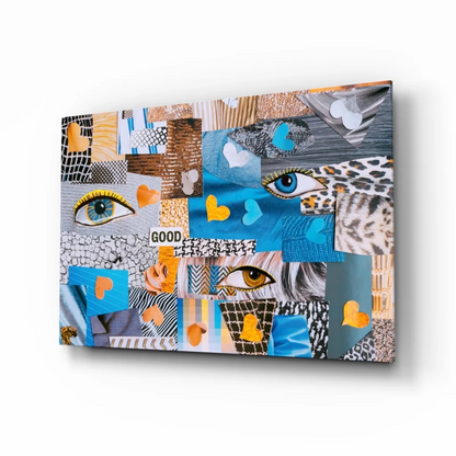 Stunning Patchwork Face Glass Wall Art with Bold Vibrant Eyes | Insigneart USA | vintageantiquesgifts.com
