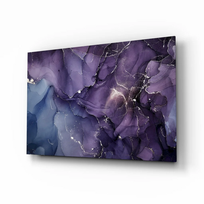 Stunning Purple Blue Glass Wall Art with Gold Swirls | Insigneart USA | vintageantiquesgifts.com