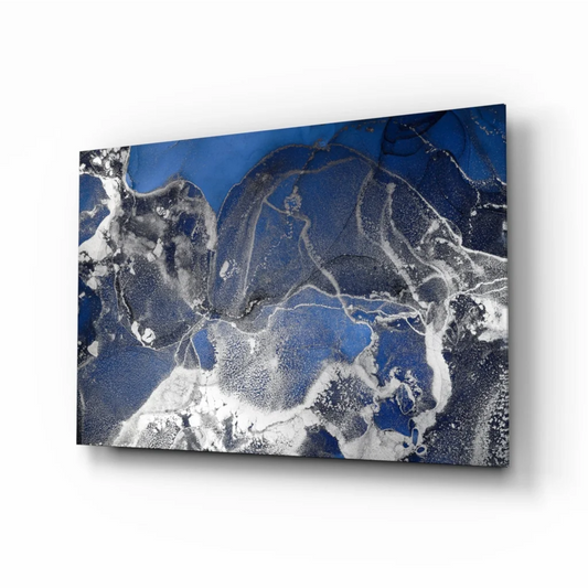 Stunning Blue Marble Swirl Glass Wall Art Canvas | Insigneart USA | vintageantiquesgifts.com