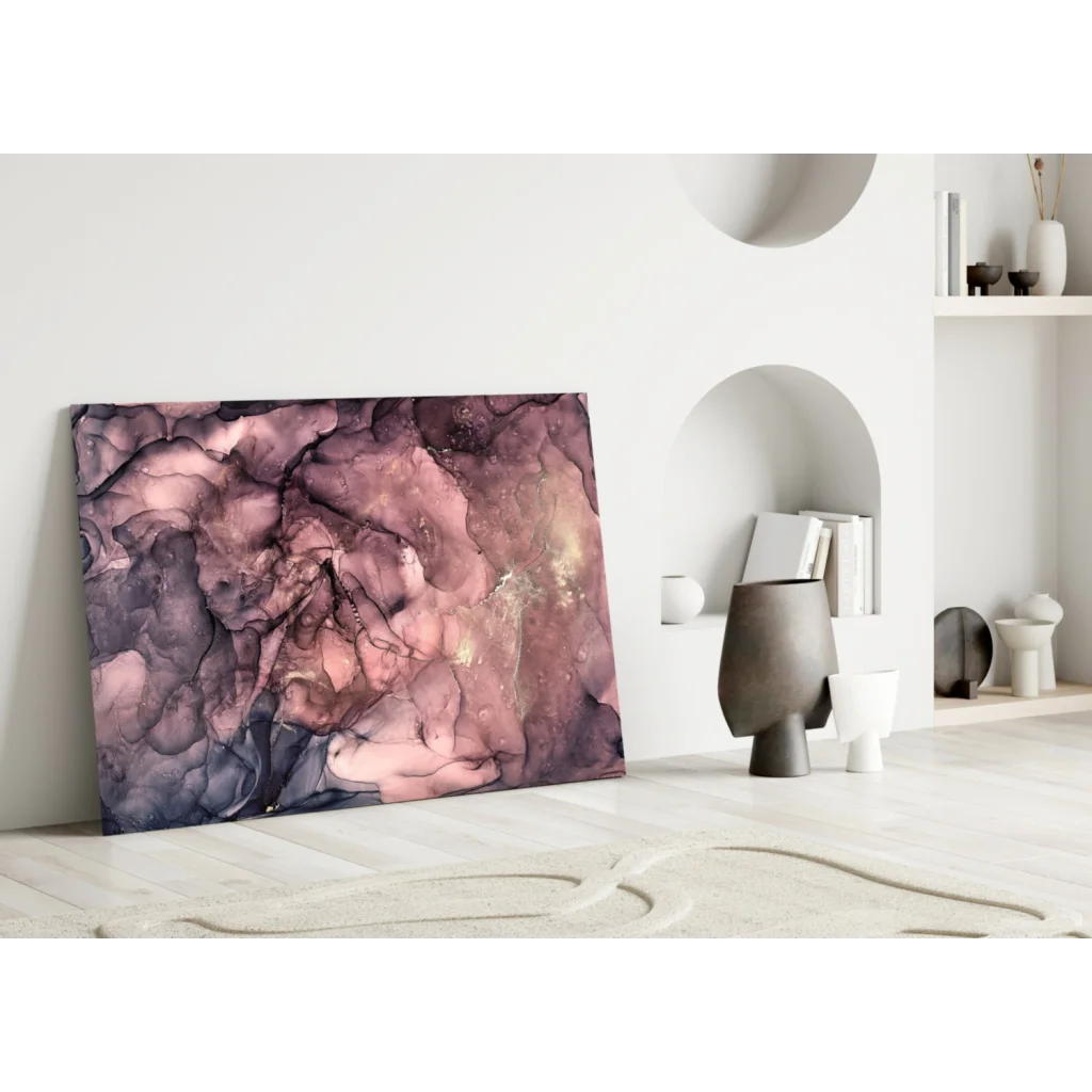 Swirling Purple Rose Gold Abstract Canvas Wall Art | Modern Wall Art Decor | vintageantiquesgifts.com