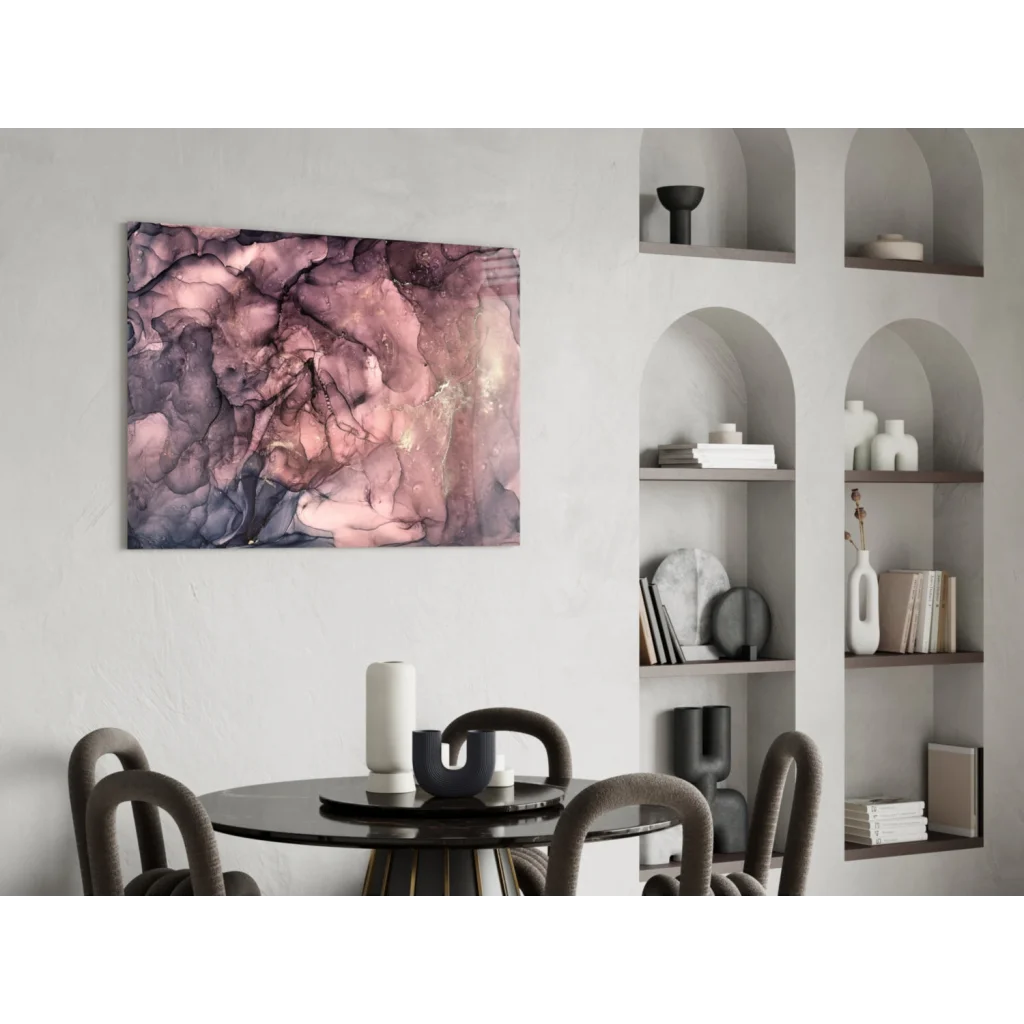 Swirling purple rose gold abstract canvas wall art