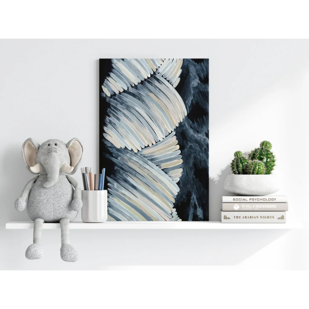 Insigne aluminum prints of swirling abstract canvas in white, gray, black