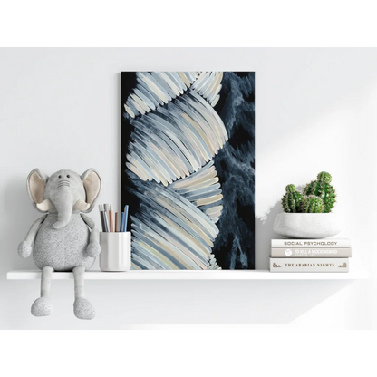 Insigne aluminum prints of swirling abstract canvas in white, gray, black