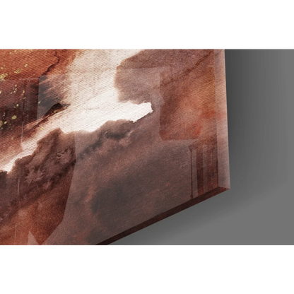 Swirling earth tones abstract wall art canvas with textured brown and white paint strokes