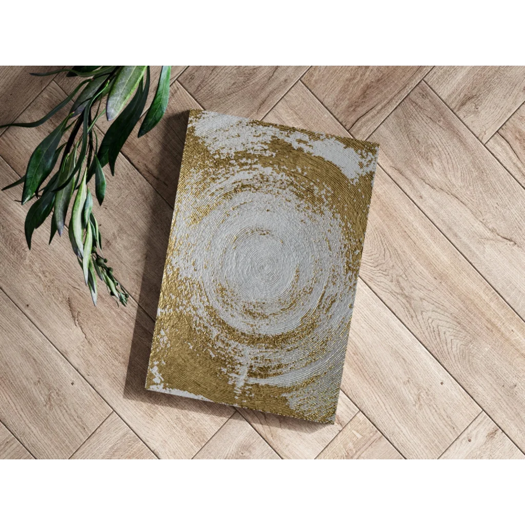 Stunning gold swirl insigne aluminum print with textured concentric circles