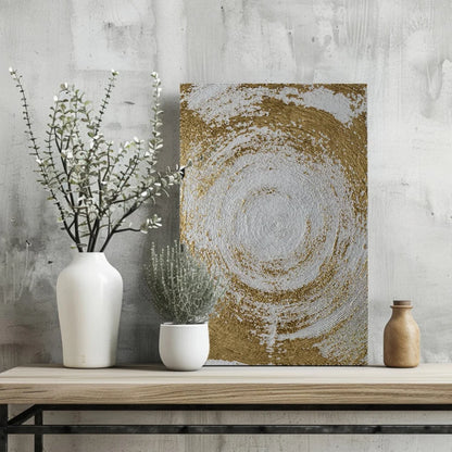 Stunning gold swirl insigne aluminum print with concentric circles