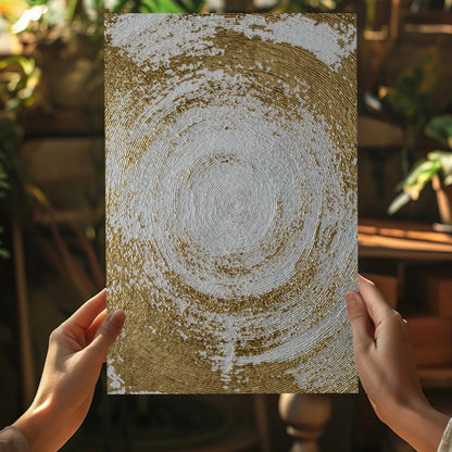Stunning gold swirl insigne aluminum print with textured concentric circles